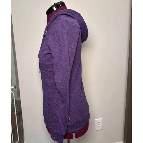 Lucy Hooded Half Zip Sweatshirt Y2K M Purple Reign Gym Yoga Kangaroo Pockets - Picture 2 of 10
